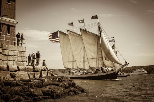 Victory Chimes passes Rockland Breakwater Lighthouse